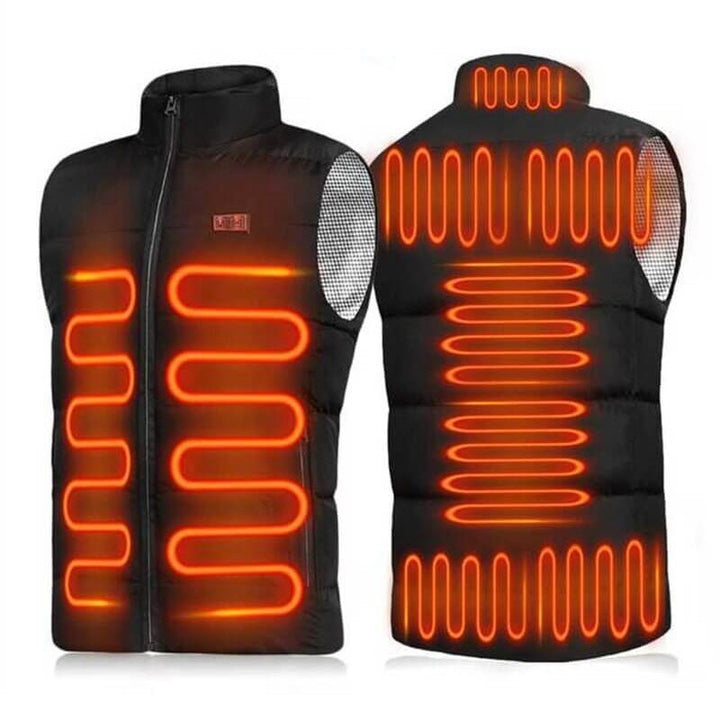 Black unisex heated vest, a body warmer for winter warmth. Perfect electric vest for outdoor activities.