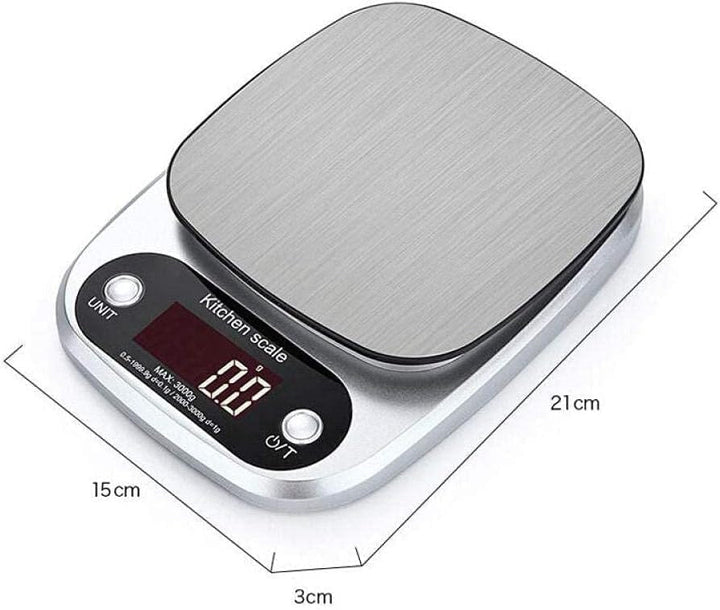 High precision cooking scale, a digital solution for accurate food prep. Sleek stainless steel design.