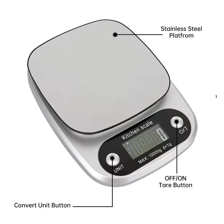 Unisex precision digital kitchen scale, perfect for baking & cooking. Accurate, sleek stainless steel design.