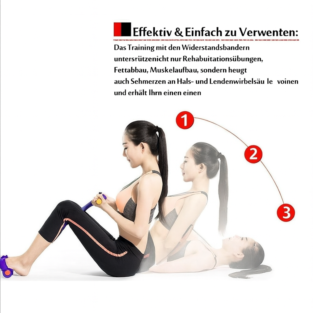 Adjustable sit-up assistant for various core strength exercises and body sculpting at home.