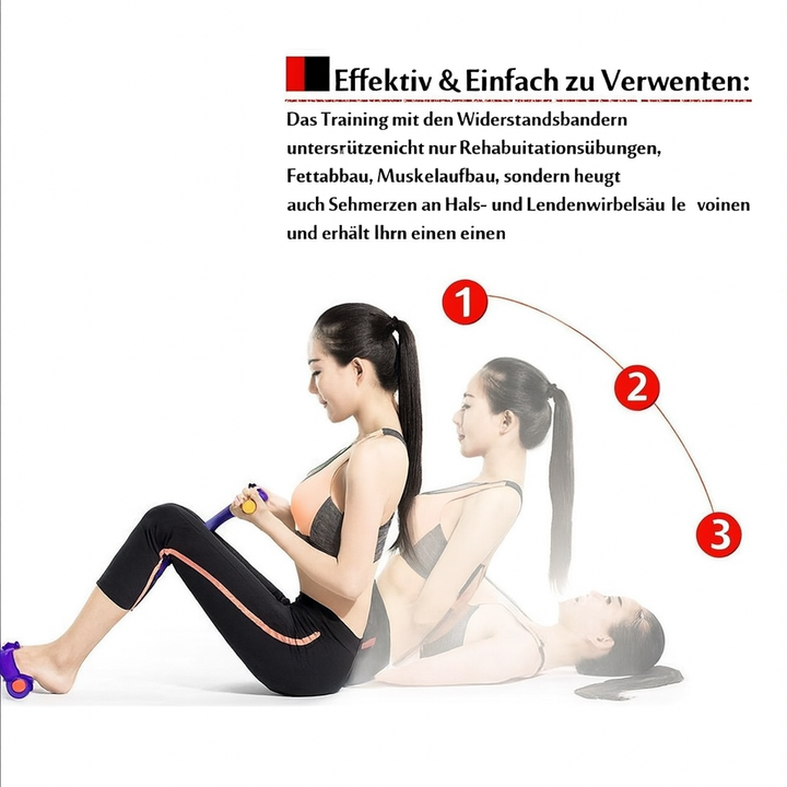 Adjustable sit-up assistant for various core strength exercises and body sculpting at home.
