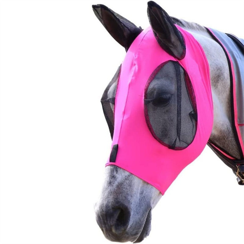 Comfortable unisex horse fly mask with ear protection. Essential equestrian gear for outdoor fly & UV protection.