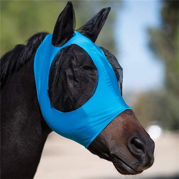 Breathable horse face shield & ear protection mask. Durable pet supplies for fly & UV protection in horse care.