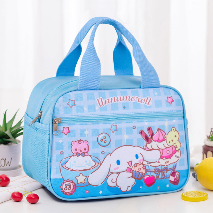 Multi-angle view of portable insulated lunch bag, highlighting design & spaciousness.