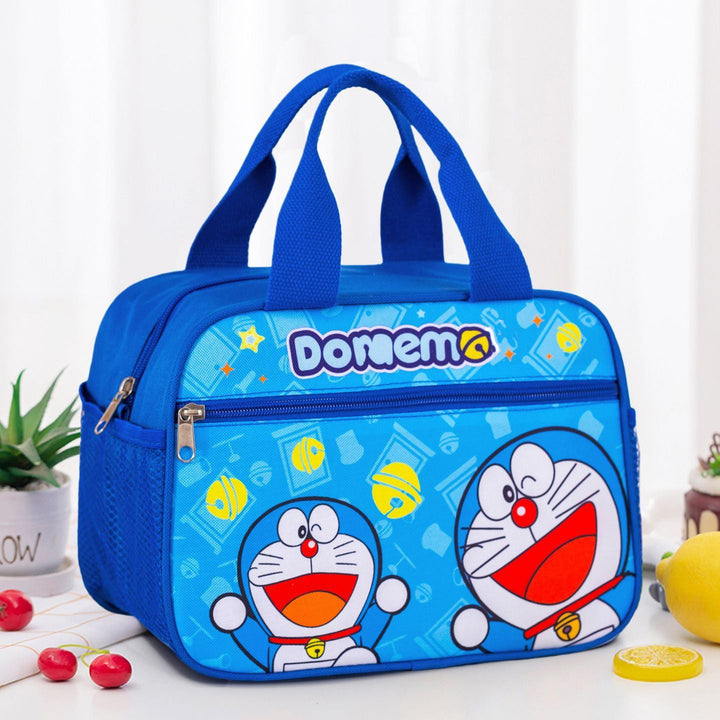 Vibrant patterned insulated lunch bag, graphic school food cooler for kids & adults.