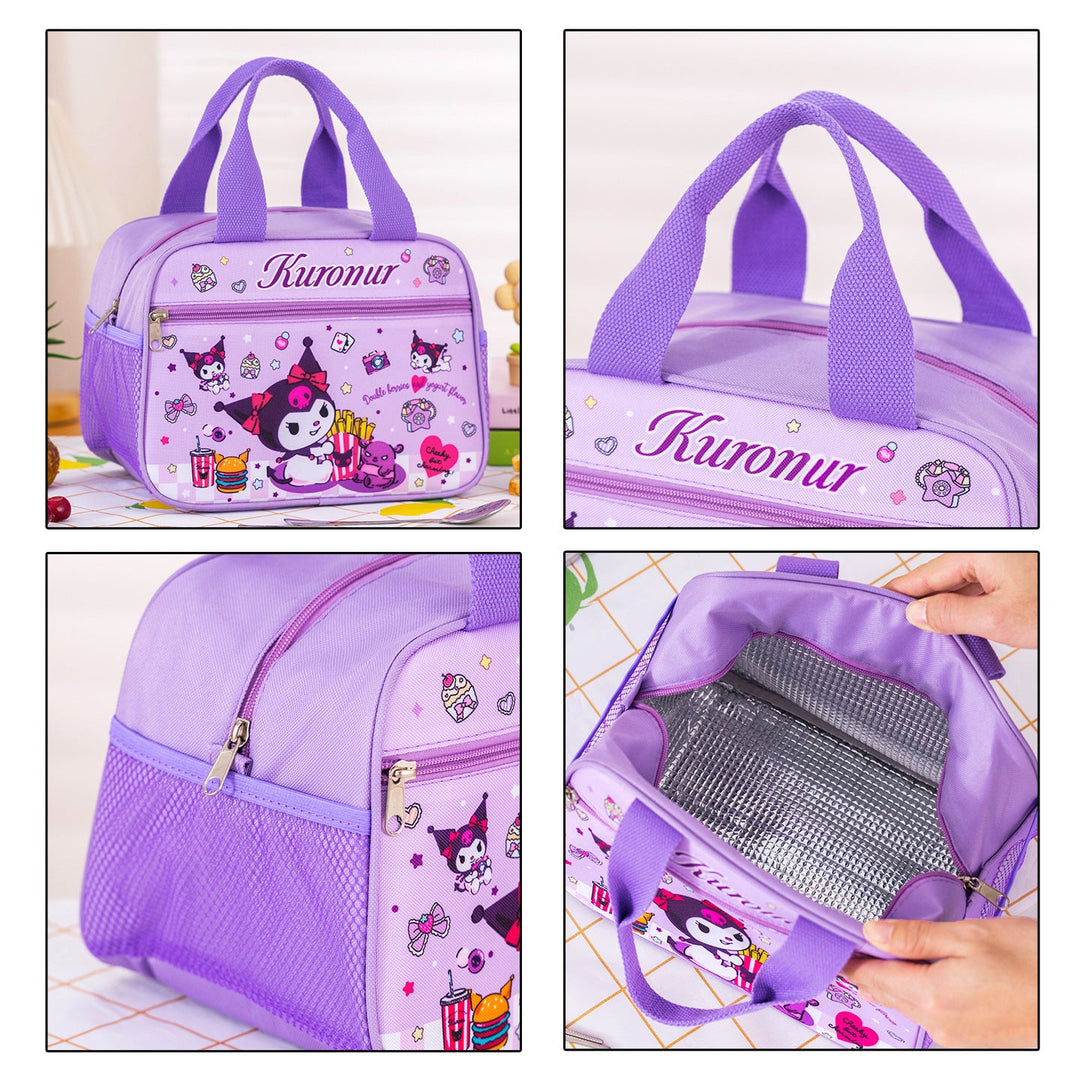 Portable unisex lunch cooler bag with sturdy handle, ideal for daily use, school, work.