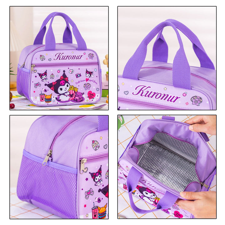 Portable unisex lunch cooler bag with sturdy handle, ideal for daily use, school, work.