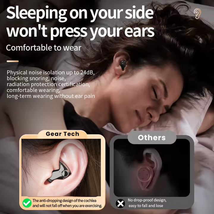 Peaceful sleep & noise reduction with these comfortable unisex wireless sleep earbuds.