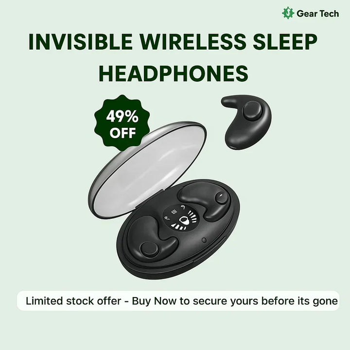 Waterproof invisible wireless earbuds, ideal for relaxing audio & deep sleep.