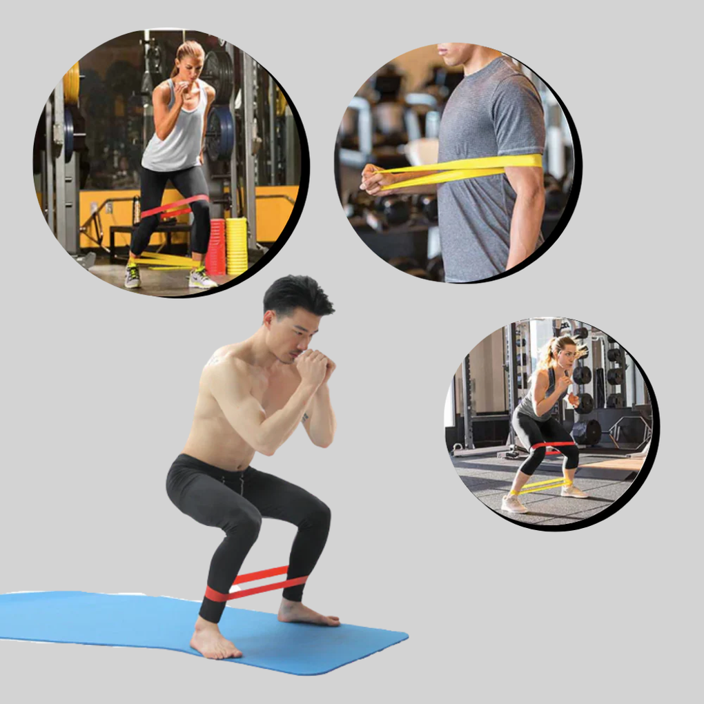 Heavy-duty latex resistance band for strength training, physical therapy, and improving full-body flexibility.