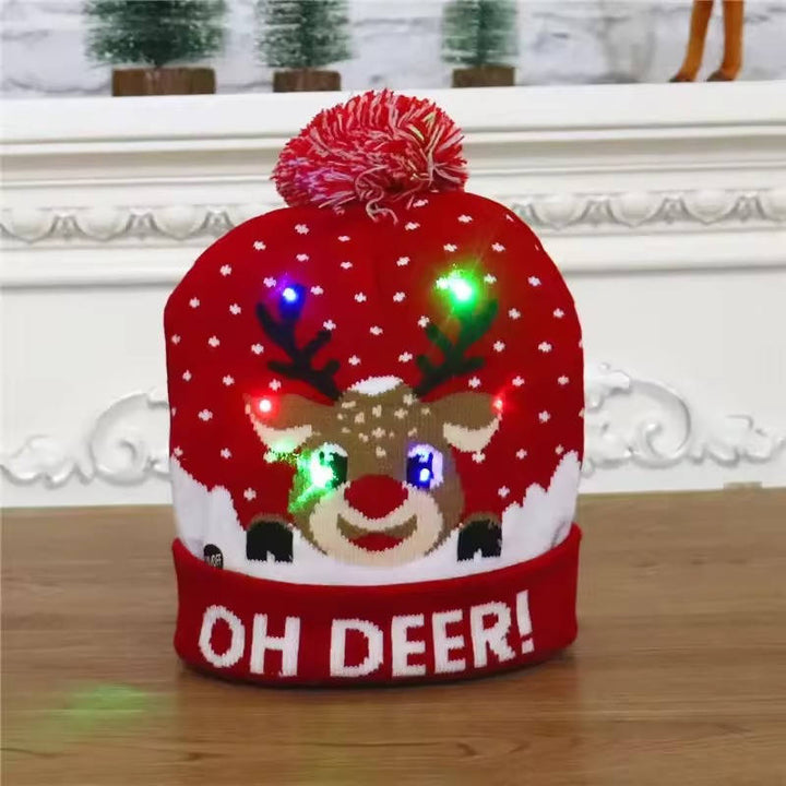 Bright light up unisex Christmas knit hat, LED beanie for festive holiday fun & winter wear.