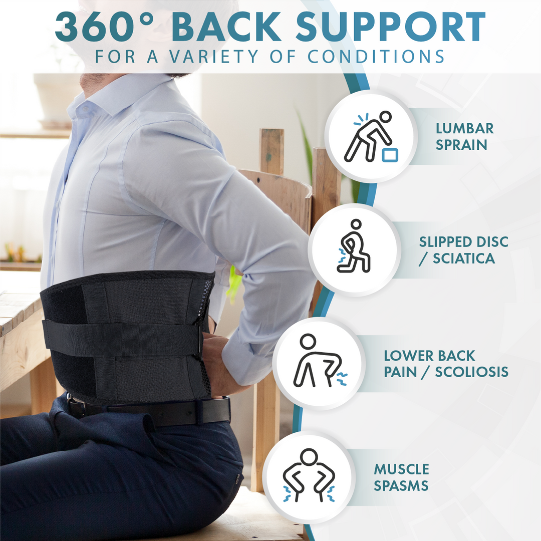Adjustable back support belt for men & women, offering lightweight lower back pain relief.