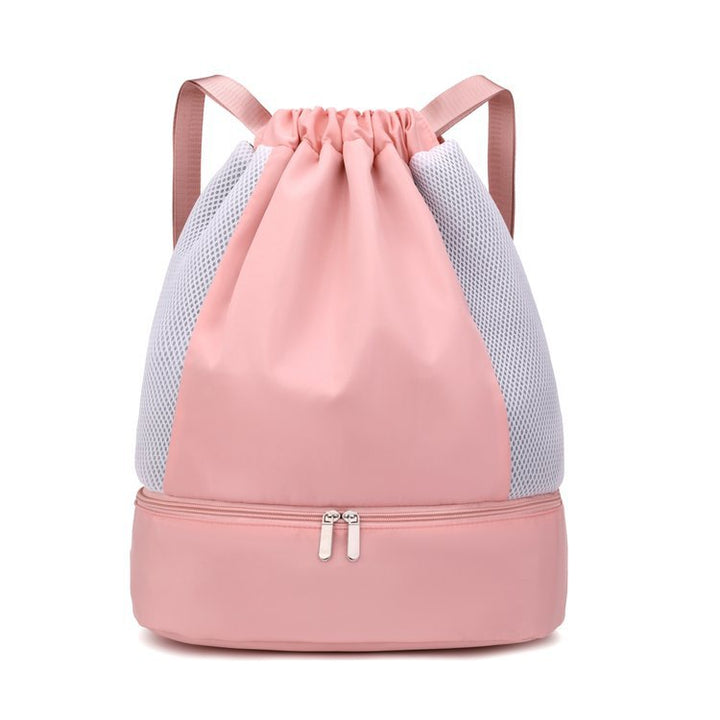 Unisex lightweight mesh drawstring backpack, perfect for gym or school, versatile and durable.