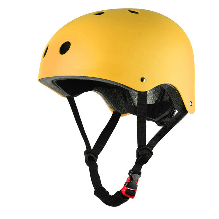 Skater wearing a lightweight, protective unisex helmet. Essential safety gear for high-performance action sports.