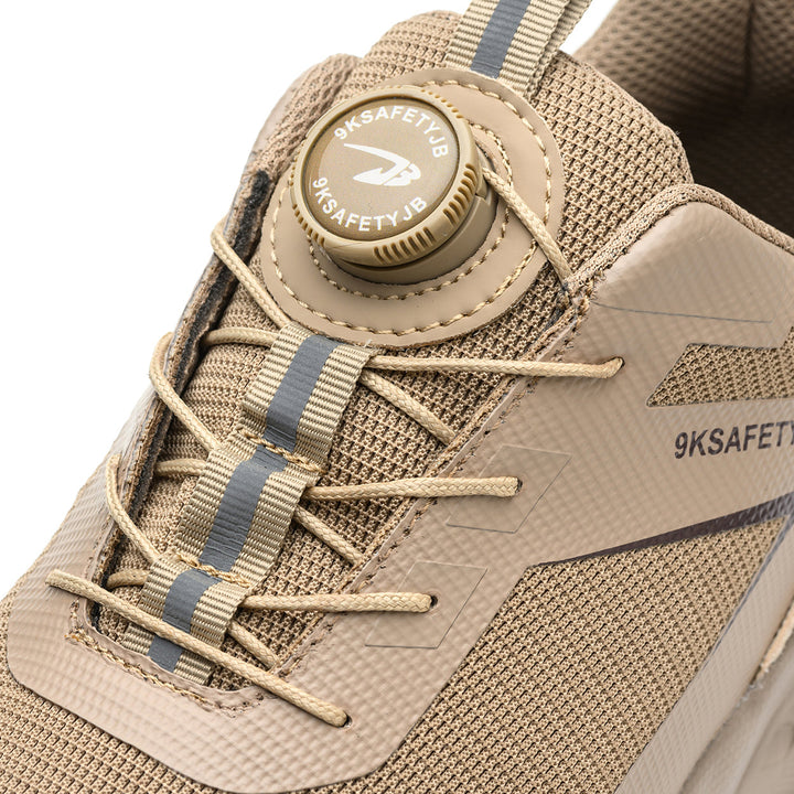 Unisex protective steel toe work shoes, comfortable, lightweight, slip & puncture resistant footwear.