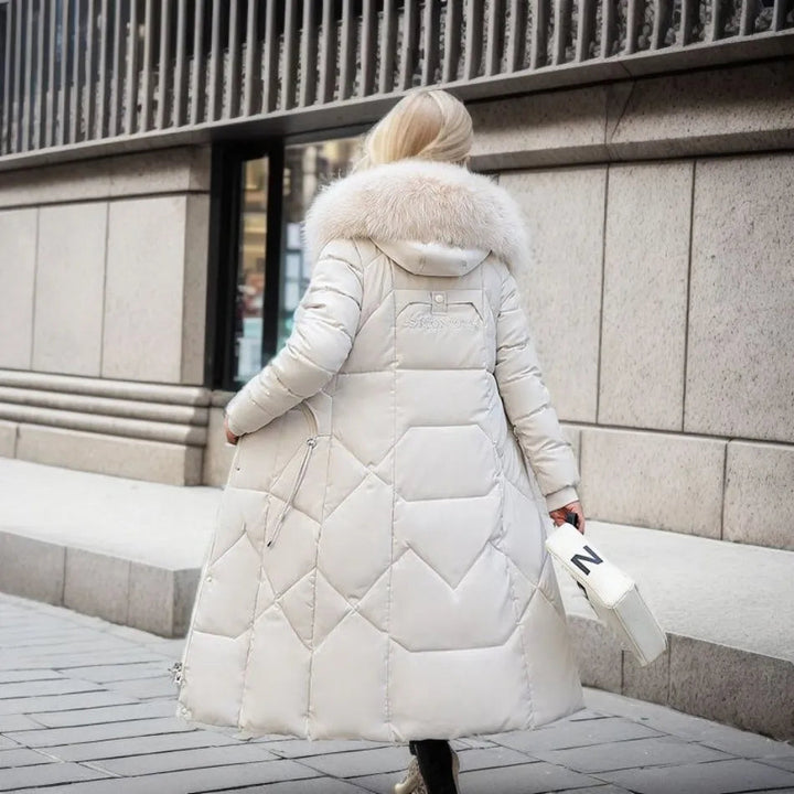 Warm unisex long hooded winter parka, featuring a cozy fluffy trim and robust design for extreme cold protection.