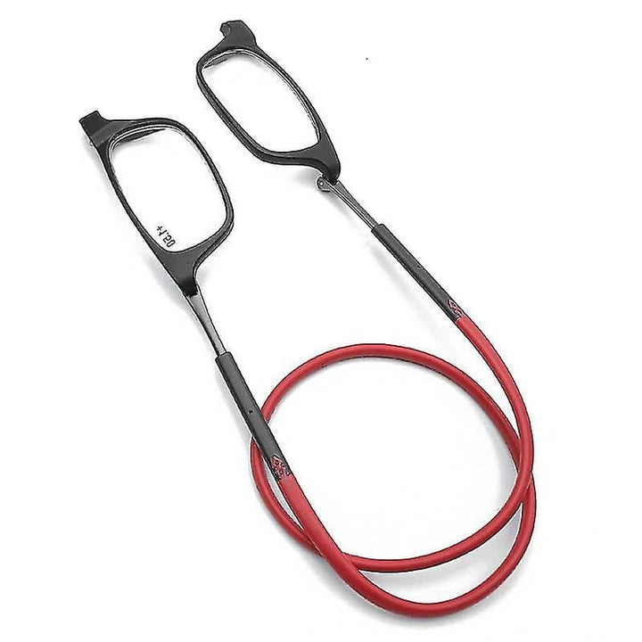 Unisex magnetic neck-hanging reading glasses for convenient, easy access. Lightweight vision aid for everyday use.