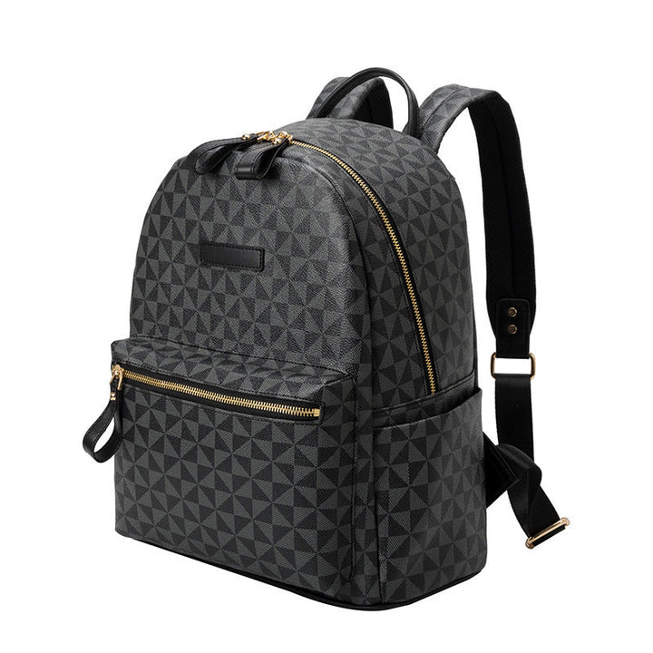 Comfortable geometric backpack with ergonomic straps, ideal for daily use and travel.