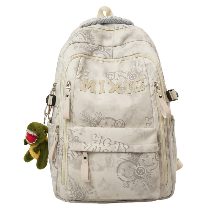 Unisex modern graphic print school backpack with comfortable padded straps, perfect for students.