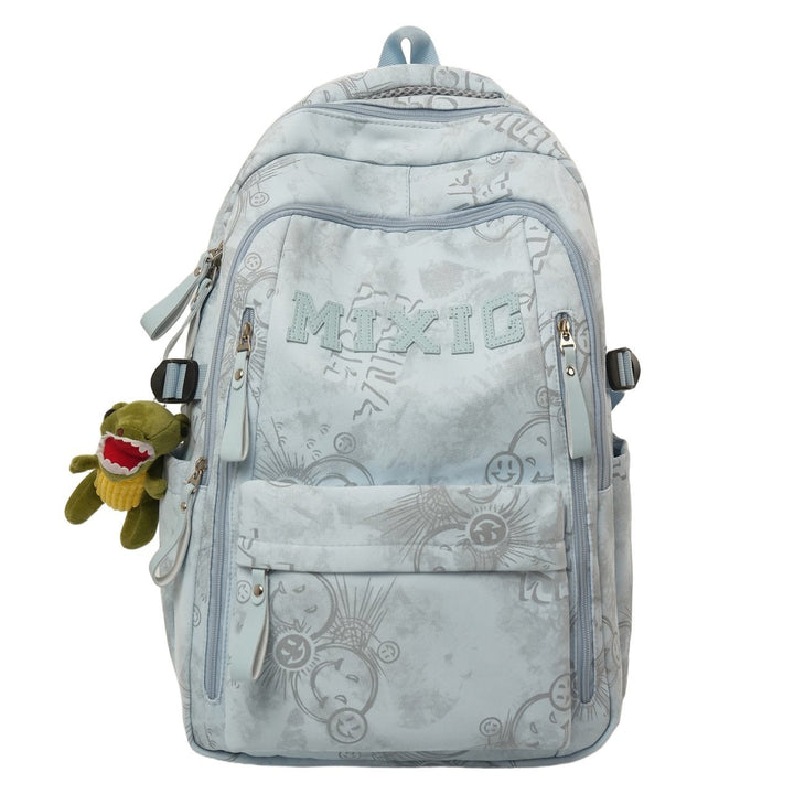 Stylish unisex backpack featuring a unique graphic print, ideal for school, travel, and daily essentials.