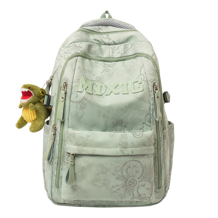 Student's modern graphic print school backpack; a comfortable, versatile travel bag with padded straps.