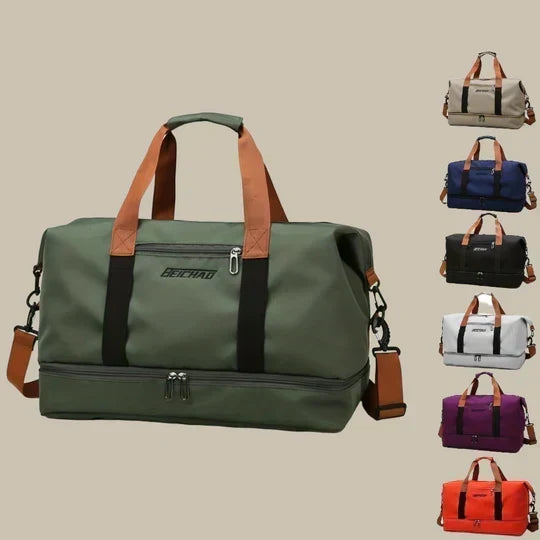 Sleek unisex duffel for modern travelers. Large, multi-compartment bag for gym, weekend trips, & carry-on.