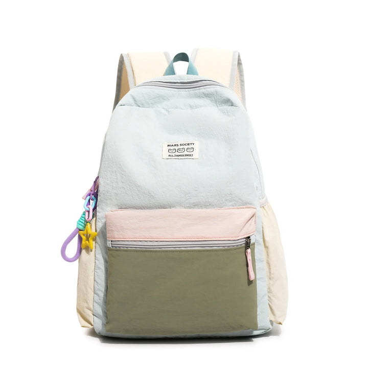 Unisex multi-compartment school backpack in black, featuring front pockets & sturdy zippers for organized student carry.