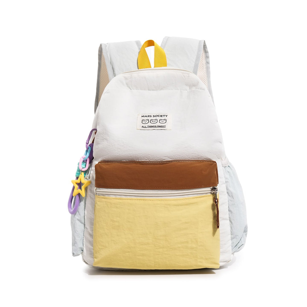 Interior view of a black multi-compartment backpack, showing laptop sleeve & numerous pockets for organized student essentials.