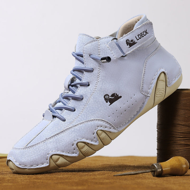 Lace-up unisex barefoot shoes made from premium leather for ultimate comfort.
