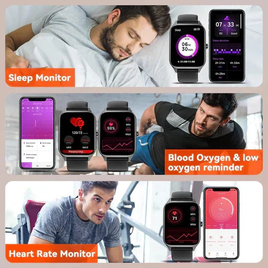 Feature-rich unisex non-invasive glucose smartwatch, blood sugar, heart rate & sleep tracker.