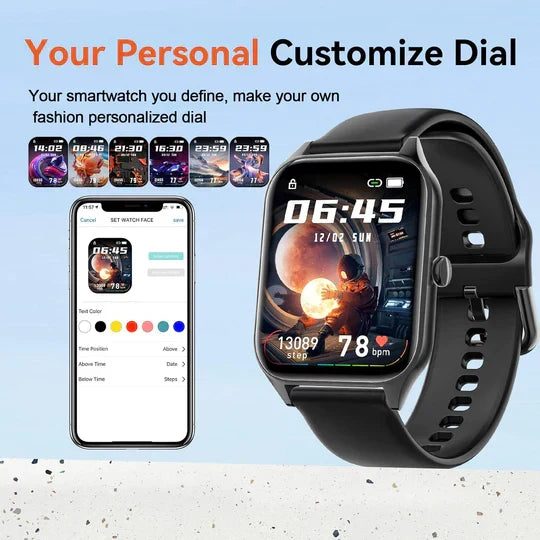Non-invasive blood sugar monitoring smartwatch, a unisex fitness & health tracker for wellness.