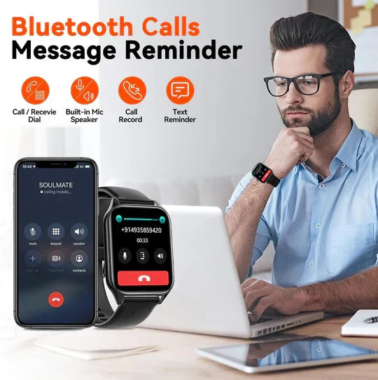 Stay healthy with this unisex non-invasive glucose smartwatch & complete fitness tracker.