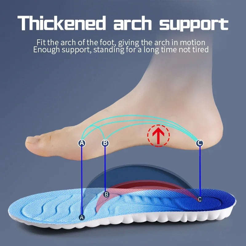 Orthopedic insoles designed for unisex use, alleviating foot pain with superior arch support.