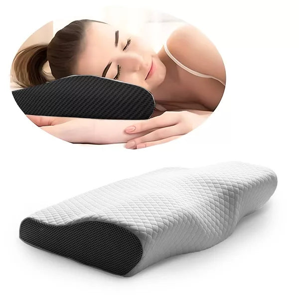 Ergonomic memory foam cervical pillow, designed for unisex users to alleviate neck & shoulder pain.