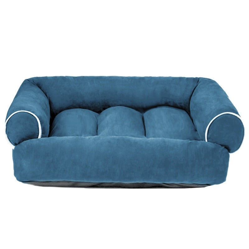 Unisex orthopedic dog sofa bed for joint support. Comfortable pet furniture for stress relief.