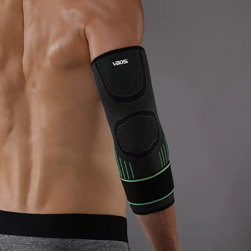 Adjustable compression elbow sleeve provides joint stability & comfort. Great for sports & arm support.