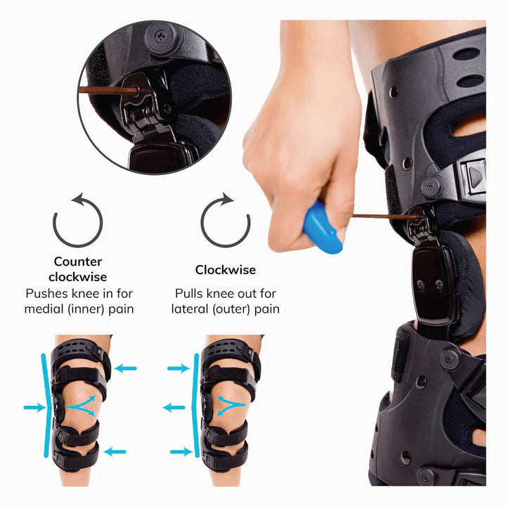 Arthritis knee brace, unisex unloader design for osteoarthritis support, pain management, & joint stability.