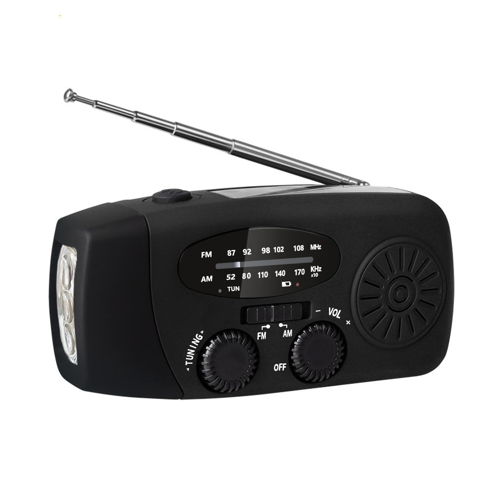 Durable outdoor emergency radio, featuring an easy-to-use hand crank generator for reliable power.