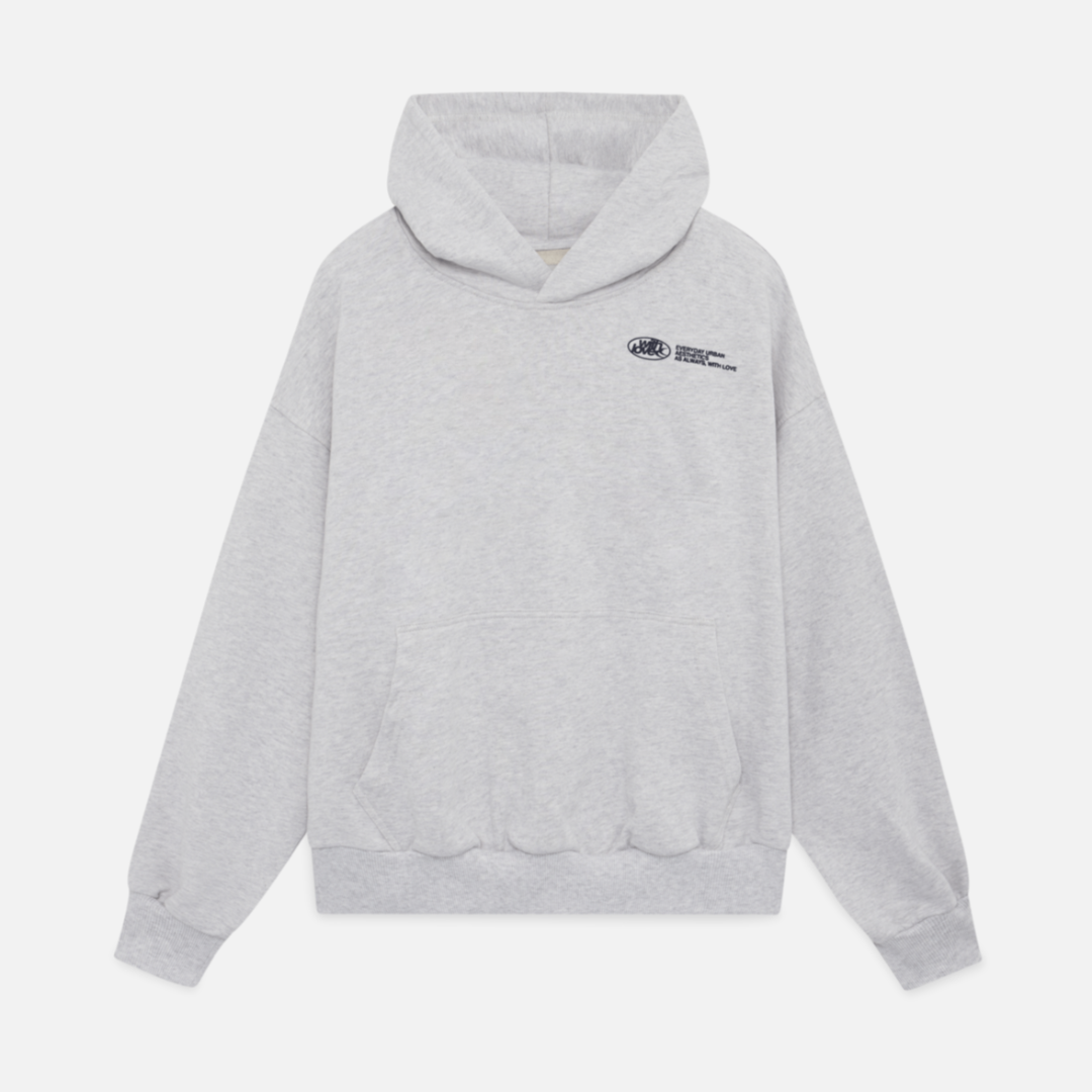 Unisex 'Withlove' graphic print hoodie, an oversized black pullover offering relaxed streetwear fashion.