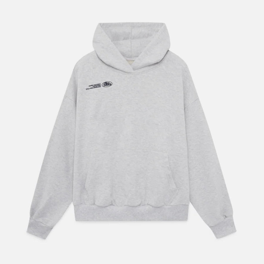 Urban style pullover hoodie, oversized and featuring a modern slogan graphic.