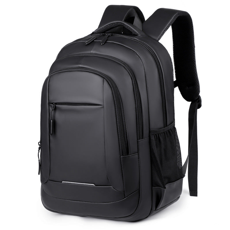 Unisex padded laptop backpack in gray for comfortable travel and everyday use.