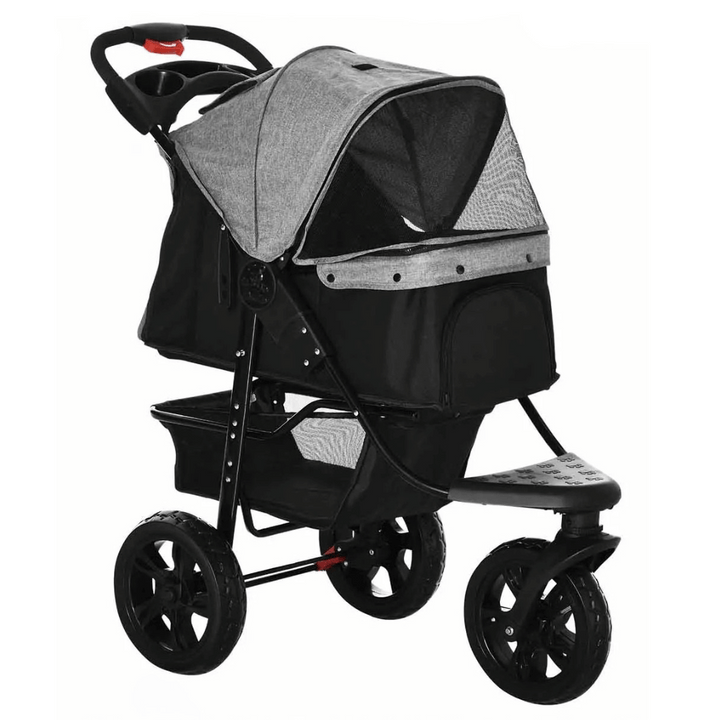 Unisex pet adventure stroller with smooth wheels and ample storage, ideal for outdoor dog and cat travel.