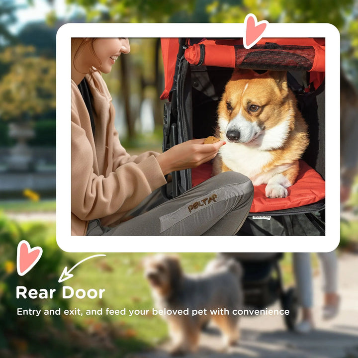 Compact pet stroller with smooth wheels & storage. Essential pet travel gear for small to medium dogs.