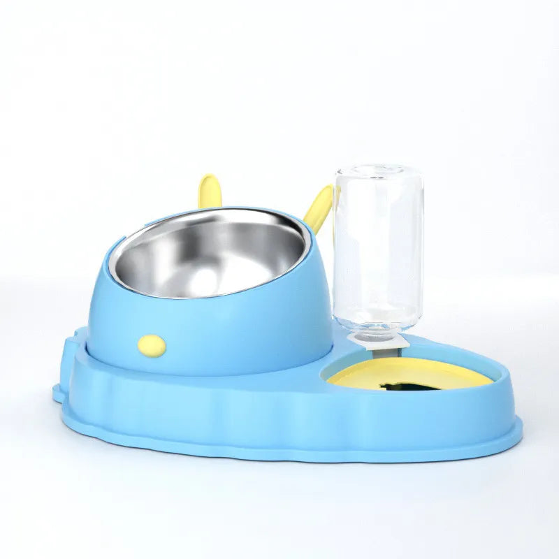 Modern pet feeding station with gravity water dispenser & food dish. A convenient dog & cat accessory for daily meals.