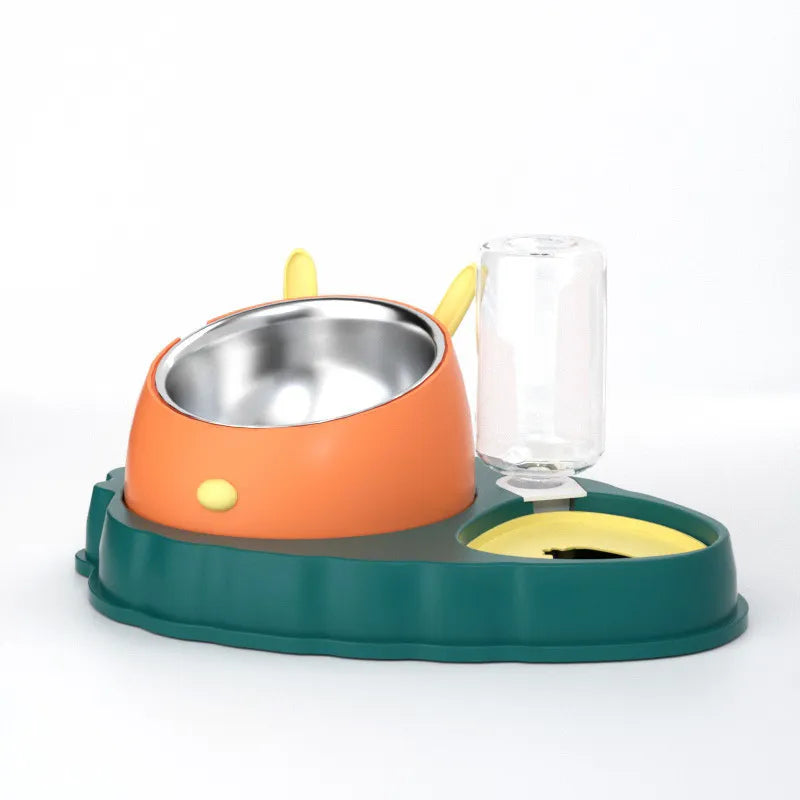 Compact pet feeding station with automatic water dispenser & food bowl. Perfect pet supplies for small dogs & cats.