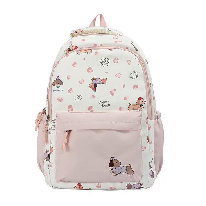Unisex playful dog-themed backpack, perfect for school or daily adventures. Features a cute animal design.