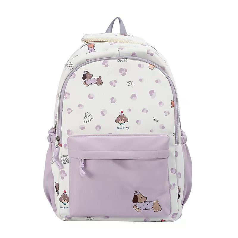 Playful dog-themed unisex backpack, durable and versatile for school, travel, or everyday adventures. Cute design.