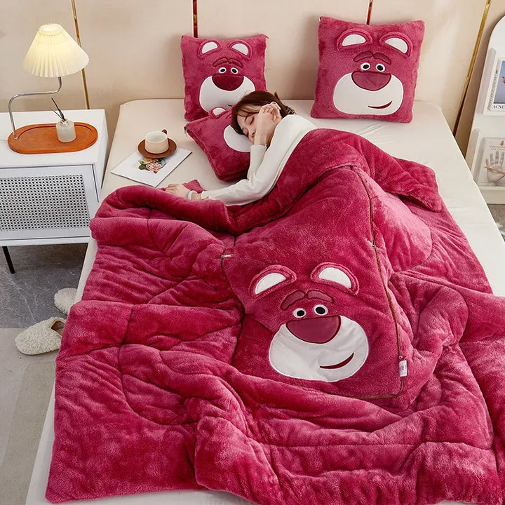 Versatile unisex plush blanket and cushion for all ages