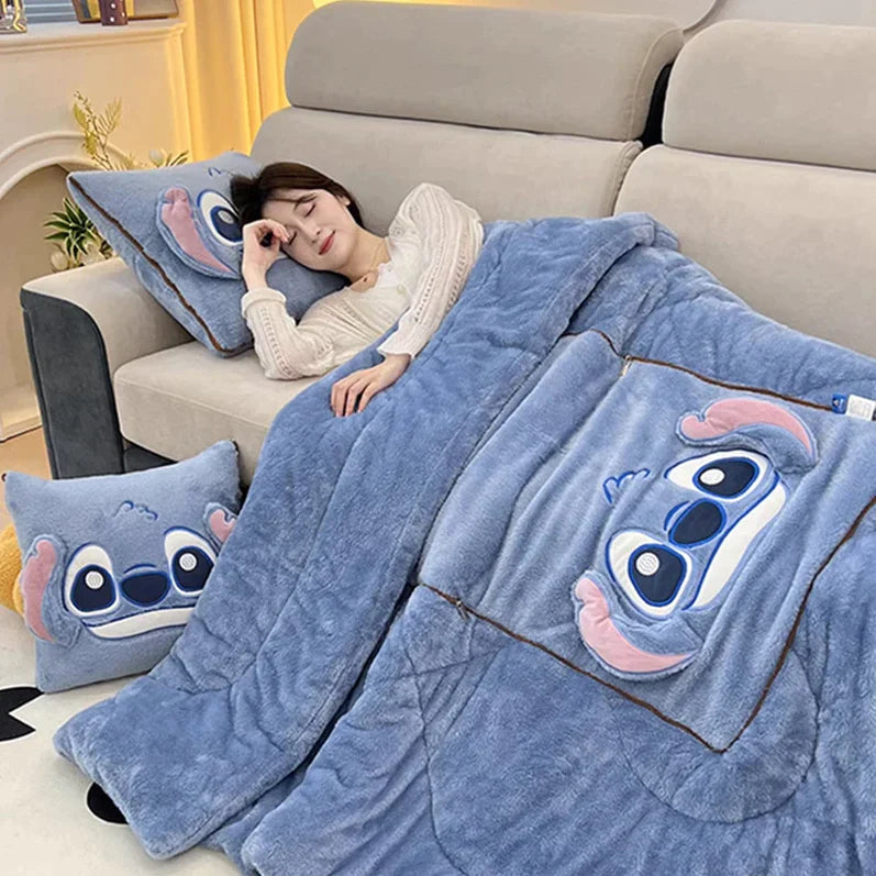 Soft plush blanket and matching cushion, perfect bedroom accessory