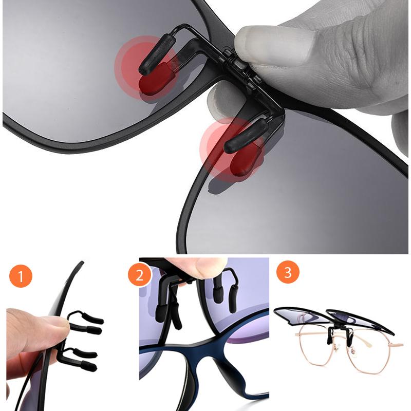 Easy-to-use polarized flip-up clip-on sunglasses. Portable eyewear for instant glare reduction & UV400 eye protection.